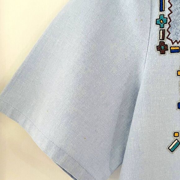 Vtg Maria No Women's Size L Aztec Native Western Boho Indie Shirt Silver Buttons - Picture 8 of 12